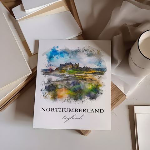 Northumberland Wall Art, Northumberland England Print, Blyth UK Watercolor, England Art Gift, Travel Print, Travel Poster, Housewarming Gift