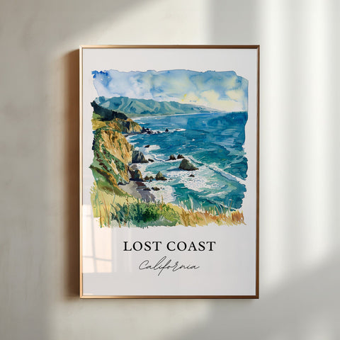 Lost Coast Wall Art, Lost Coast California Print, Lost Coast Watercolor, Mendocino Cali Gift, Travel Print, Travel Poster, Housewarming Gift