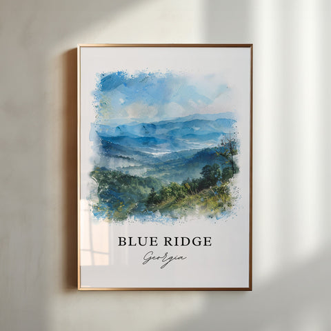 Blue Ridge Georgia Wall Art, Blue Ridge Print, Blue Ridge GA Watercolor, Blue Ridge Mountains Gift, Travel Poster, Housewarming Gift
