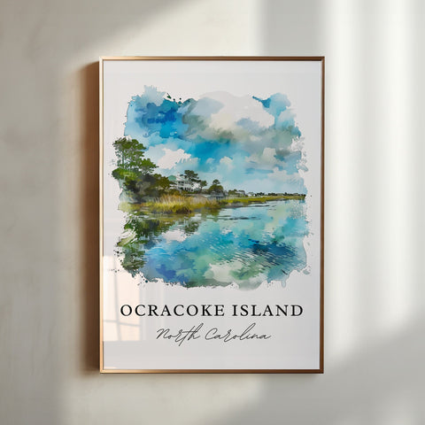 Ocracoke Island Wall Art, Ocracoke Island Print, Ocracoke Island NC Watercolor, Outer Banks NC Gift, Travel Print, Housewarming Gift