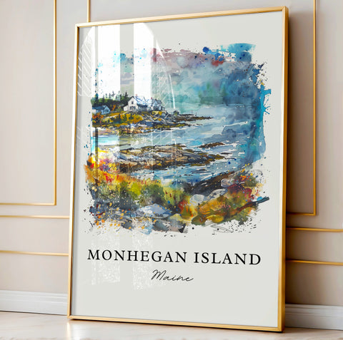 Monhegan Island Wall Art, Monhegan Maine Print, Lincoln Maine Watercolor, Monhegan ME Gift, Travel Print, Travel Poster, Housewarming Gift