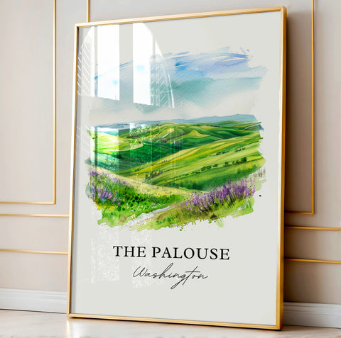 Palouse Washington Wall Art, Palouse WA Print, The Palouse Watercolor, Palouse Region Gift, Travel Print, Travel Poster, Housewarming Gift