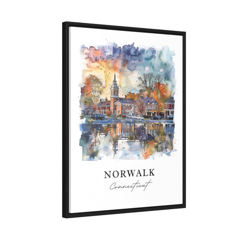 Norwalk Wall Art, Norwalk CT Print, Connecticut Watercolor, Norwalk Connecticut Gift, Travel Print, Travel Poster, Housewarming Gift