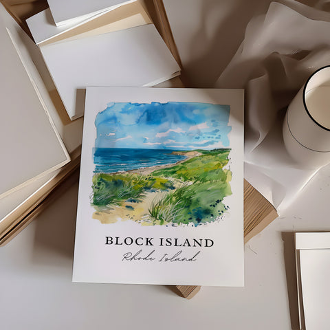 Block Island Wall Art, Block Island RI Print, Rhode Island Watercolor, Block Island RI Gift, Travel Print, Travel Poster, Housewarming Gift