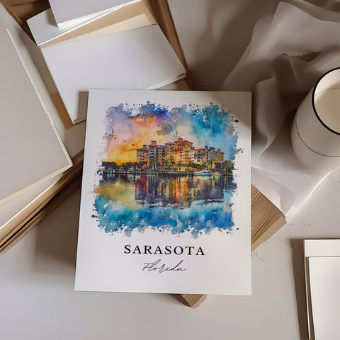 Sarasota Florida Wall Art, Sarasota Print, Sarasota Florida Watercolor, Sarasota FL Gift, Travel Print, Travel Poster, Housewarming Gift