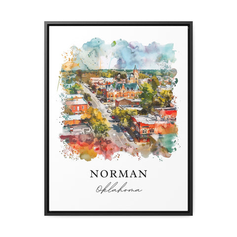 Norman Oklahoma Wall Art, Norman Print, Norman OK Watercolor, Norman Oklahoma Gift, Travel Print, Travel Poster, Housewarming Gift