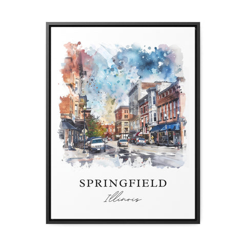 Springfield IL Art, Springfield Illinois Print, Springfield Watercolor, Sangamon IL Gift, Travel Print, Travel Poster, Housewarming Gift