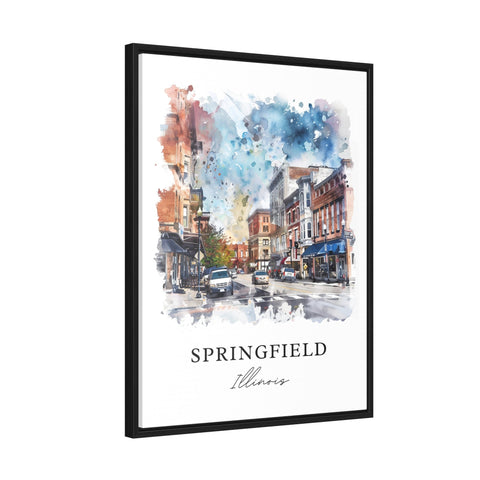 Springfield IL Art, Springfield Illinois Print, Springfield Watercolor, Sangamon IL Gift, Travel Print, Travel Poster, Housewarming Gift