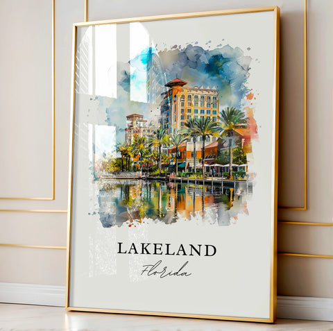 Lakeland FL Wall Art, Lakeland Print, Lakeland Florida Watercolor, Tampa Florida Gift, Travel Print, Travel Poster, Housewarming Gift