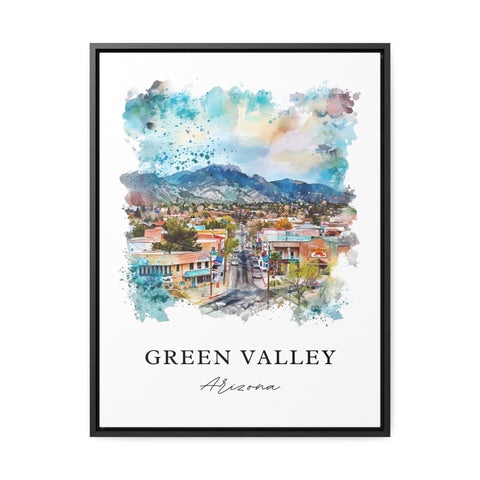 Green Valley AZ Art, Green Valley Print, Green Valley Watercolor, Green Valley Arizona Gift, Travel Print, Travel Poster, Housewarming Gift