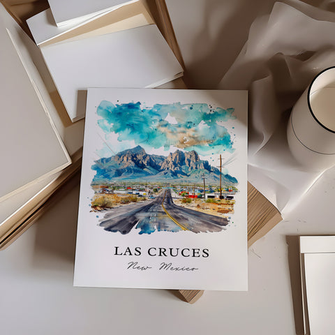 Las Cruces NM Wall Art, Las Cruces Print, Organ Mountains Watercolor, Las Cruces NM Gift, Travel Print, Travel Poster, Housewarming Gift