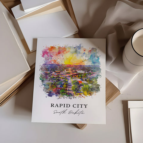 Rapid City SD Art, Rapid City Print, Rapid City Watercolor, Rapid City South Dakota Gift, Travel Print, Travel Poster, Housewarming Gift