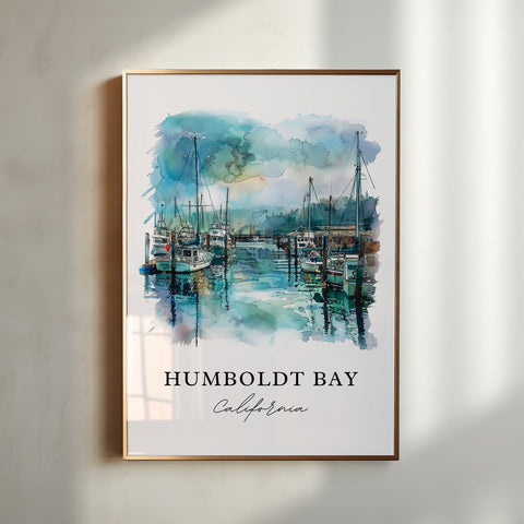 Humboldt Bay Wall Art, Humboldt CA Print, Humboldt Bay Watercolor, Humboldt California Gift, Travel Print, Travel Poster, Housewarming Gift