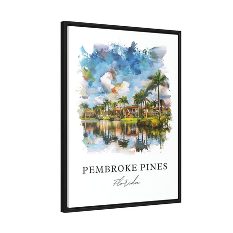 Pembroke Pines Art, Pembroke Pines Print, Pembroke Pines FL Watercolor, Pembroke Pines Gift, Travel Print, Travel Poster, Housewarming Gift