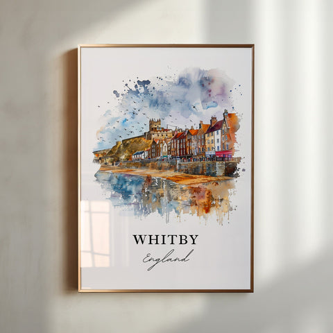 Whitby England Wall Art, Whitby Print, Yorkshire Coast Watercolor, Whitby England Gift, Travel Print, Travel Poster, Housewarming Gift