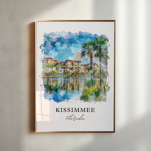 Kissimmee Wall Art, Kissimmee FL Print, Kissimmee Watercolor, Kissimmee Florida Gift, Travel Print, Travel Poster, Housewarming Gift