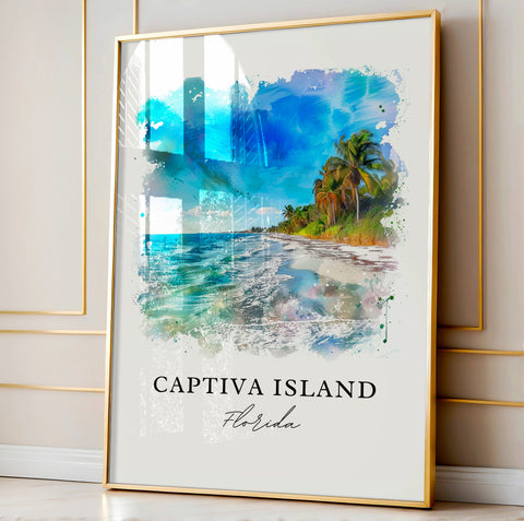 Captiva Island Wall Art, Captiva Island Print, Captiva FL Watercolor, Fort Myers FL Gift, Travel Print, Travel Poster, Housewarming Gift