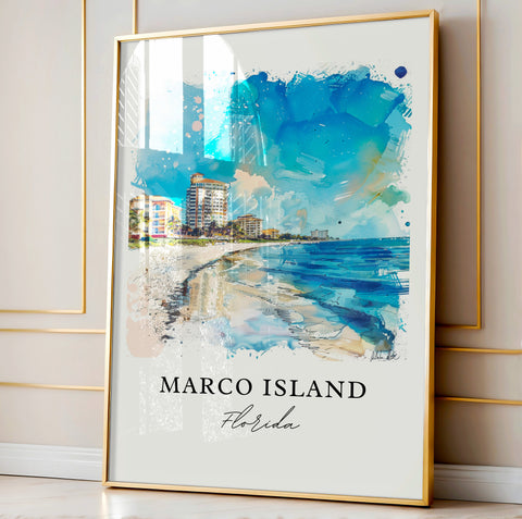 Marco Island Wall Art, Marco Island Print, Marco Island Watercolor, Naples Florida Gift, Travel Print, Travel Poster, Housewarming Gift