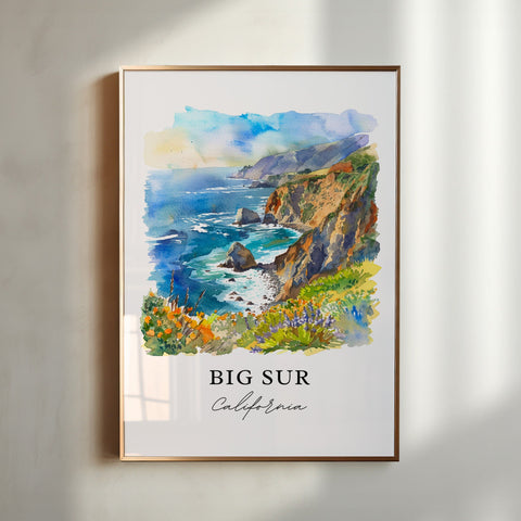 Big Sur Wall Art, Big Sur California Print, Big Sur Watercolor, Big Sur Gift, Travel Print, Travel Poster, Housewarming Gift