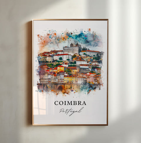 Coimbra Wall Art, Coimbra Print, Coimbra Portugal Watercolor, Coimbra Gift, Travel Print, Travel Poster, Housewarming Gift