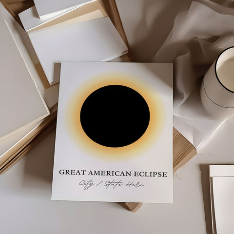 Custom Town Eclipse Art 2024, Eclipse Art Poster Print, Eclipse Souvenir Gift, Solar Eclipse Art, Great American Eclipse