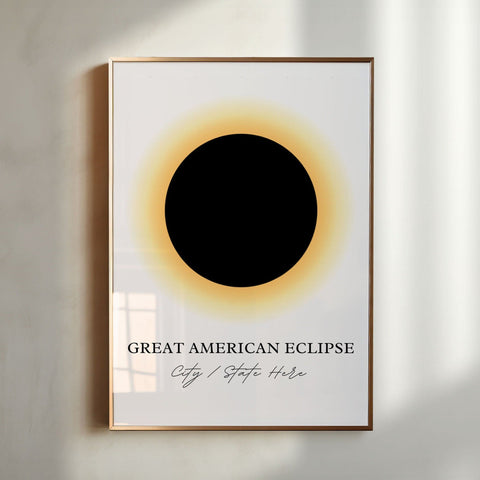 Custom Town Eclipse Art 2024, Eclipse Art Poster Print, Eclipse Souvenir Gift, Solar Eclipse Art, Great American Eclipse