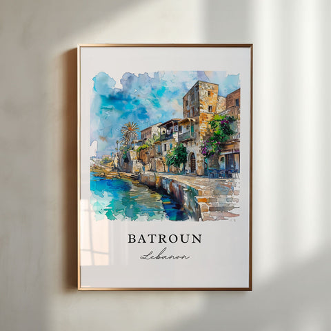 Batroun Wall Art, Batroun Lebanon Print, Batroun Watercolor, Lebanon Gift, Travel Print, Travel Poster, Housewarming Gift