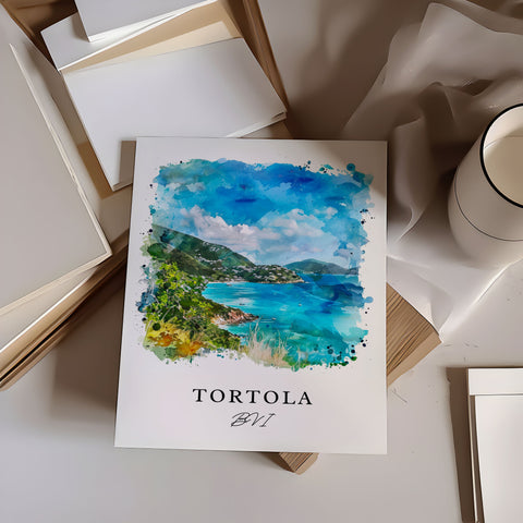 Tortola Wall Art, Tortola BVI Print, British Virgin Islands Watercolor, Tortola Gift, Travel Print, Travel Poster, Housewarming Gift