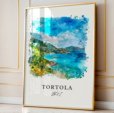 Tortola Wall Art, Tortola BVI Print, British Virgin Islands Watercolor, Tortola Gift, Travel Print, Travel Poster, Housewarming Gift