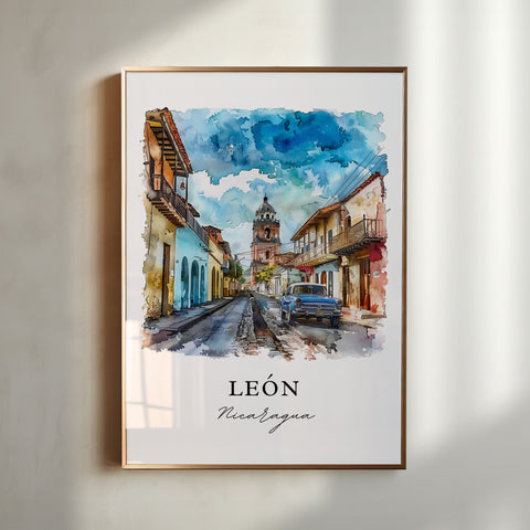 Leon Nicaragua Wall Art, León Print, León Watercolor, León Nicaragua Gift, Travel Print, Travel Poster, Housewarming Gift