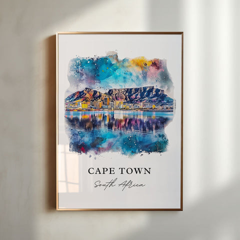 Cape Town Wall Art, Cape Town Print, Cape Town South Africa Watercolor, South Africa Gift, Travel Print, Travel Poster, Housewarming Gift