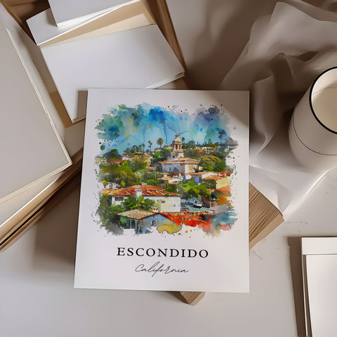 Escondido Wall Art, Escondido California Print, Escondido Watercolor, Escondido CA Gift, Travel Print, Travel Poster, Housewarming Gift