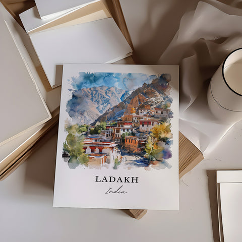 Ladakh India Wall Art, Ladakh Print, Ladakh Watercolor, Ladakh Kashmir India Gift, Travel Print, Travel Poster, Housewarming Gift