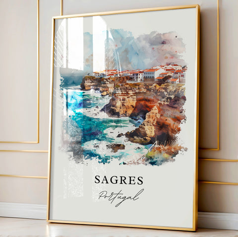 Sagres Portugal Wall Art, Sagres Print, Portugal Watercolor, Sagres Portugal Gift, Travel Print, Travel Poster, Housewarming Gift