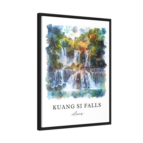 Kuang Si Falls Art, Kuang Si Print, Laos Watercolor, Kuang Xi Laos Gift, Travel Print, Travel Poster, Housewarming Gift
