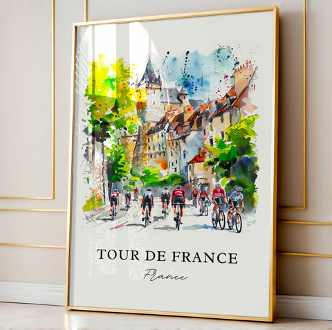 Tour De France Wall Art, Tour De France Print, Tour De France Watercolor, UCI Tour Gift, Travel Print, Travel Poster, Housewarming Gift