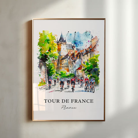 Tour De France Wall Art, Tour De France Print, Tour De France Watercolor, UCI Tour Gift, Travel Print, Travel Poster, Housewarming Gift
