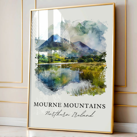 Mourne Mountains Wall Art, Mourne Mountains Print, Northern Ireland Watercolor, Mournes Gift, Travel Print, Travel Poster, Housewarming Gift