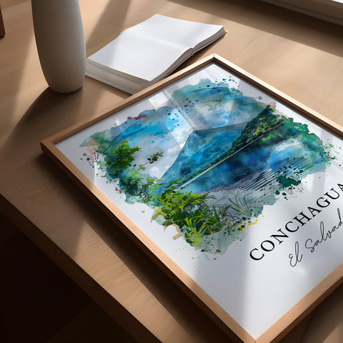 Conchagua Art, Conchagua El Salvador Print, Conchagua Volcano Watercolor, Conchagua Gift, Travel Print, Travel Poster, Housewarming Gift