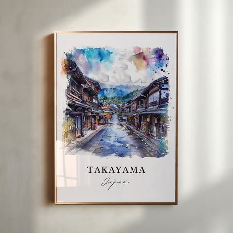 Takayama Wall Art, Takayama Japan Print, Gifu Japan Watercolor, Takayama Gift, Travel Print, Travel Poster, Housewarming Gift
