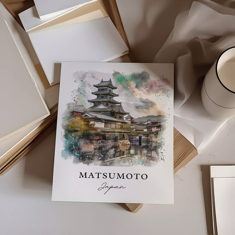 Matsumoto Wall Art, Matsumoto Print, Matsumoto Japan Watercolor, Nagano Gift, Travel Print, Travel Poster, Housewarming Gift