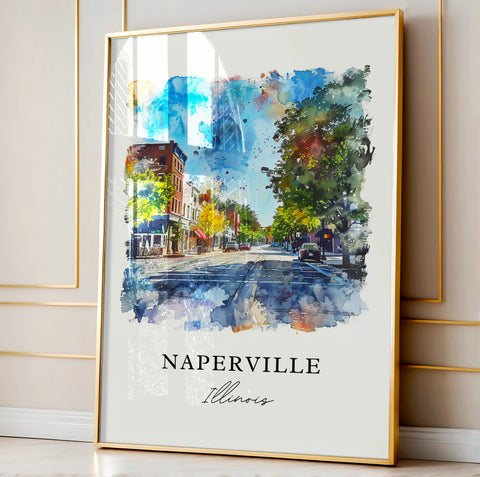 Naperville Wall Art, Naperville Illinois Print, Naperville Watercolor, Illinois Town Gift, Travel Print, Travel Poster, Housewarming Gift
