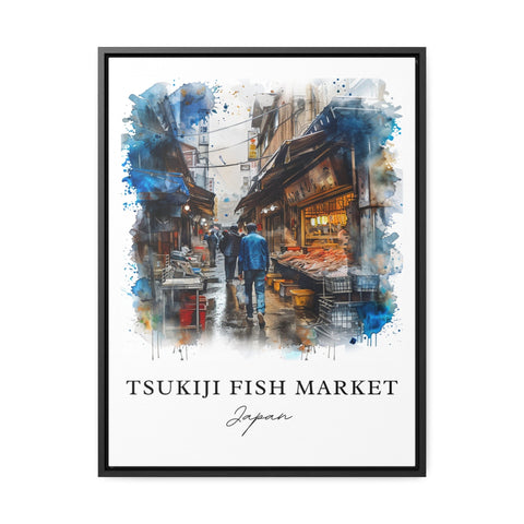 Tsukiji Fish Market Art, Tsukiji Print, Chuo Tokyo Japan Watercolor, Tokyo Japan Gift, Travel Print, Travel Poster, Housewarming Gift