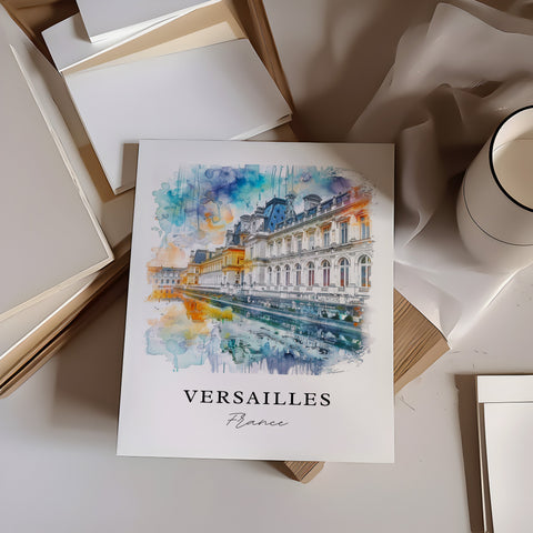 Versailles Wall Art, Versailles France Print, Versailles Watercolor, Versailles Palace Gift, Travel Print, Travel Poster, Housewarming Gift