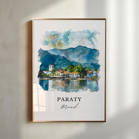 Paraty Brazil Wall Art, Paraty Print, Paraty Brazil Watercolor, Costa Verde Brazil Gift, Travel Print, Travel Poster, Housewarming Gift