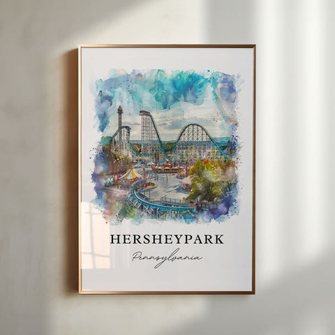 Hershey PA Wall Art, HersheyPark Print, Hershey Watercolor, Hershey Pennslyvania Gift, Travel Print, Travel Poster, Housewarming Gift