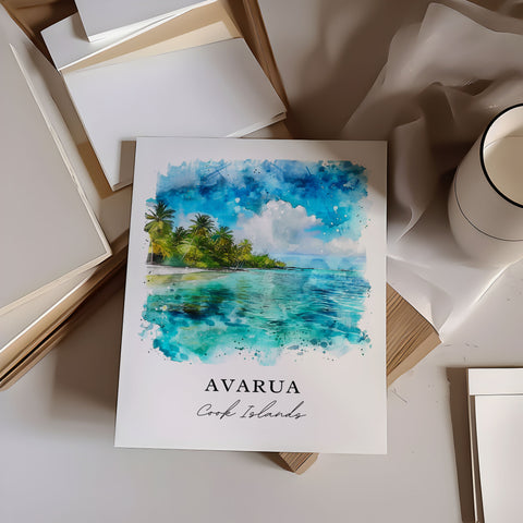 Avarua Wall Art, Avarua Print, Cook Islands Watercolor, Avarua Cook Islands Gift, Travel Print, Travel Poster, Housewarming Gift