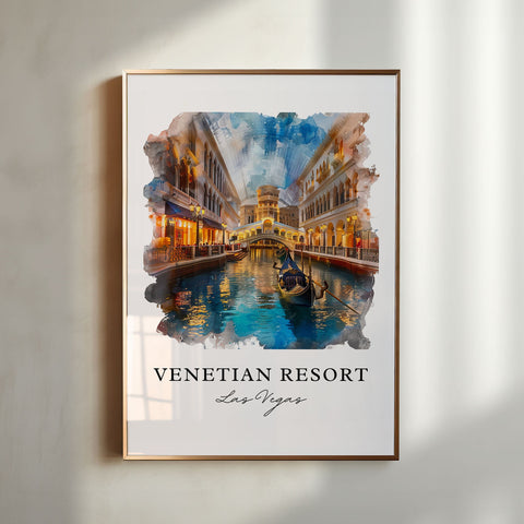 Venetian Resort Art, The Venetian Vegas Print, Vegas Strip Watercolor, Venetian Vegas Gift, Travel Print, Travel Poster, Housewarming Gift