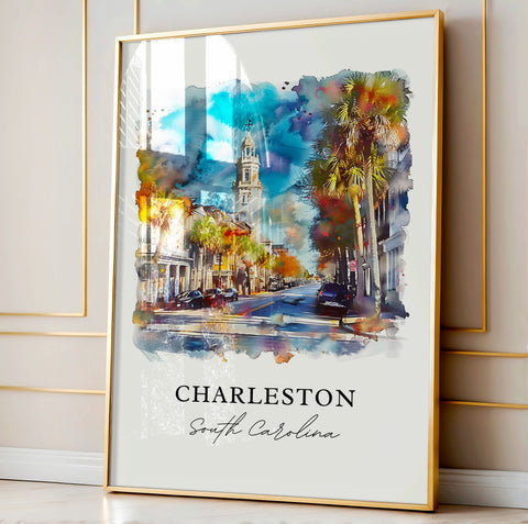 Charleston SC Art, Charleston Print, Charleston Watercolor, Charleston South Carolina Gift, Travel Print, Travel Poster, Housewarming Gift