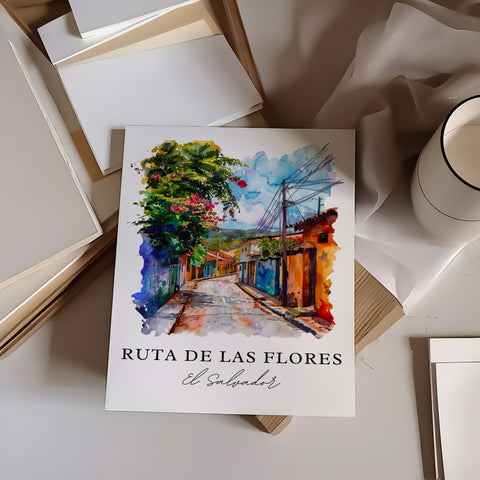 Ruta de Las Flores Wall Art, El Salvador Print, El Salvador Watercolor, Ruta de las Flores Gift, Travel Print, Housewarming Gift